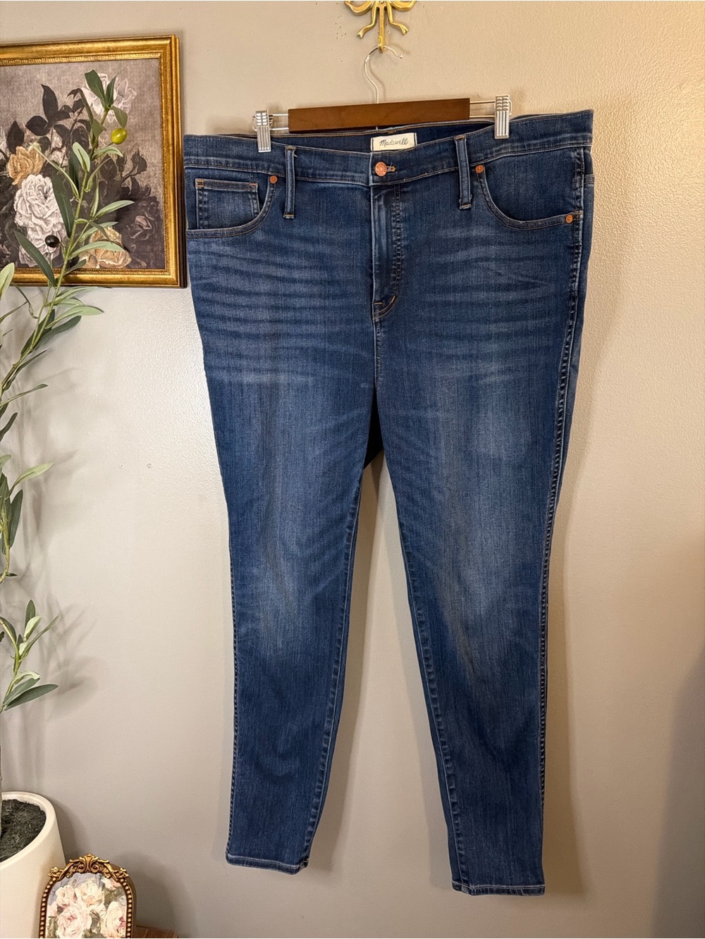 Madewell 10” High Rise Skinny Jeans Women’s Plus Size 35 Dark Wash Stretch - Picture 3 of 9